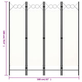 Cloison de séparation 4 panneaux blanc 160x180 cm