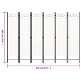 Cloison de séparation 6 panneaux Blanc 240x180 cm