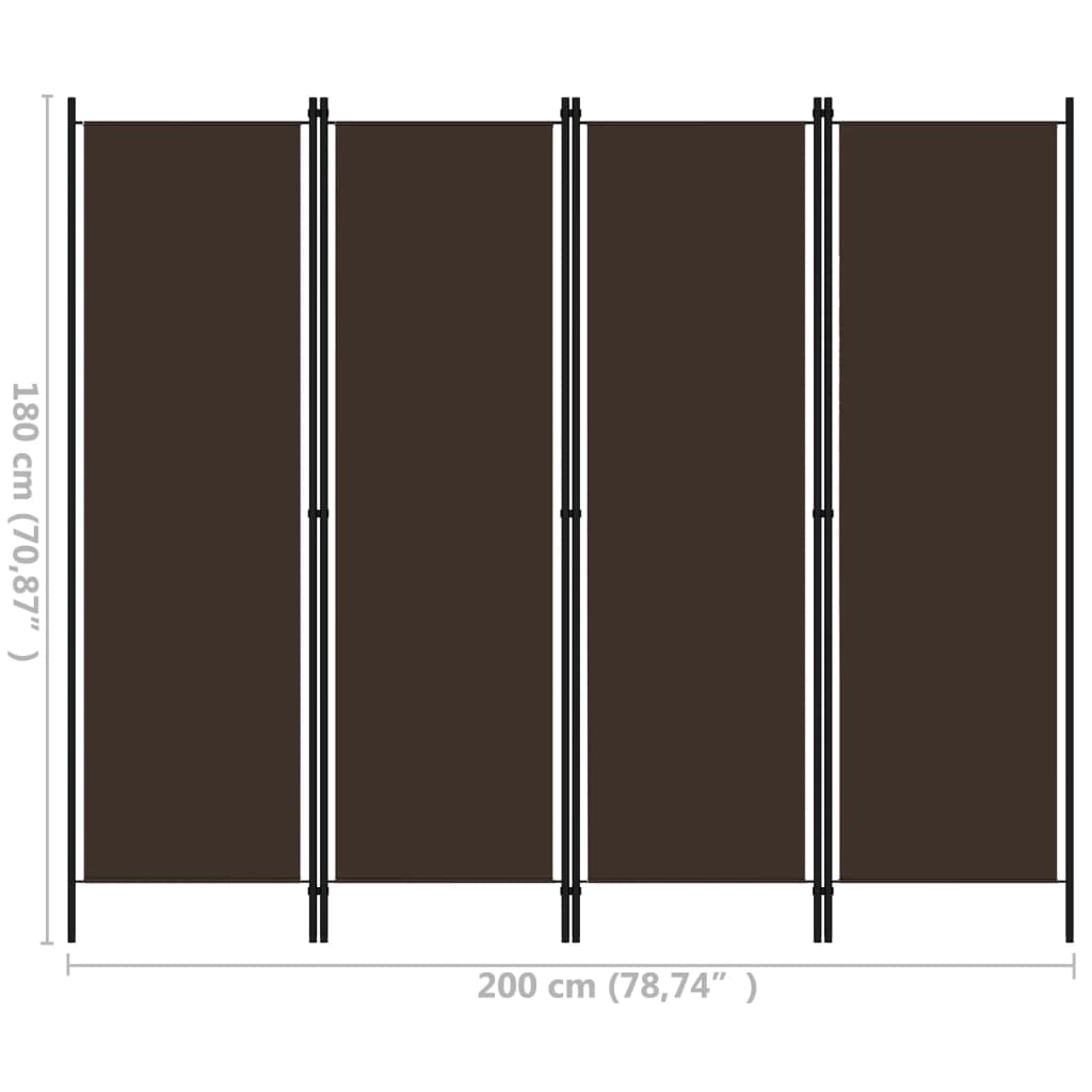 Cloison de séparation 4 panneaux Marron 200x180 cm