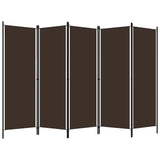 Cloison de séparation 5 panneaux Marron 250x180 cm