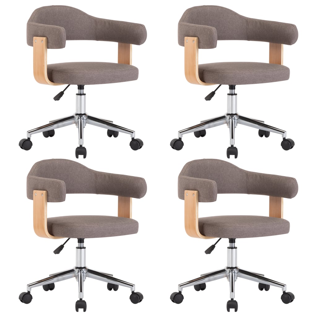 vidaXL Chaises pivotantes à manger lot de 4 taupe bois courbé et tissu