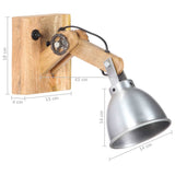 Lampe murale E27 Argenté Bois de manguier massif et fer