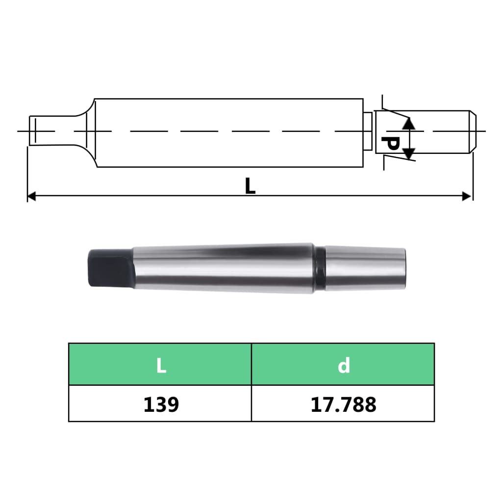 Mandrin de perçage MT2-B18 avec plage de serrage de 16 mm