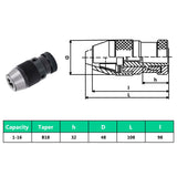 Mandrin de perçage MT2-B18 avec plage de serrage de 16 mm