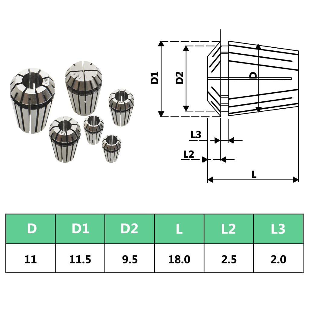 Douilles de serrage ER11 13 pcs Ensemble d'outils de tournage