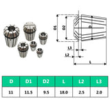 Douilles de serrage ER11 13 pcs Ensemble d'outils de tournage