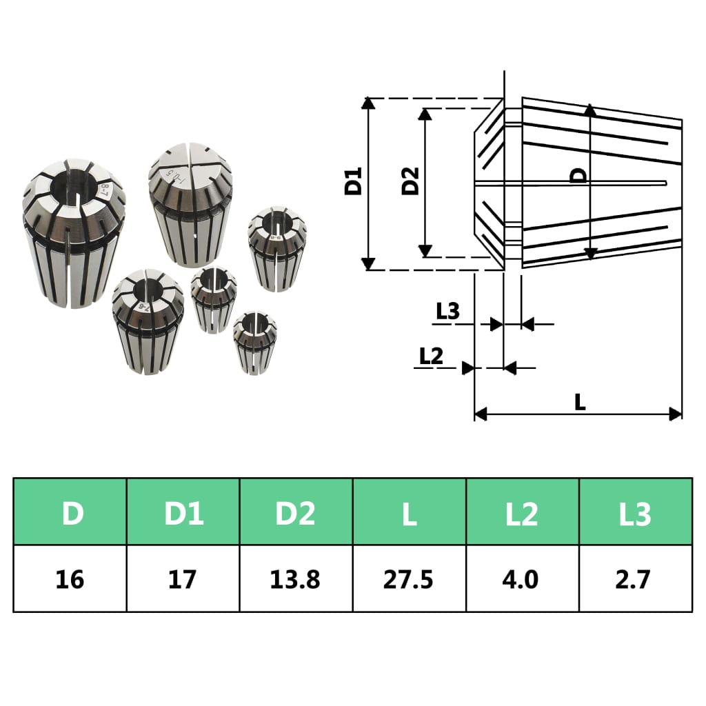 ER16 Collet Chucks 10pcs Turning Tool Set