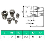 ER16 Collet Chucks 10pcs Turning Tool Set