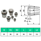 Douilles de serrage ER25 15 pcs Ensemble d'outils de tournage