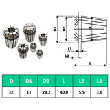 Douilles de serrage ER32 19 pcs Ensemble d'outils de tournage