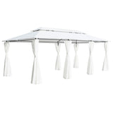 Belvédère avec rideaux 600x298x270 cm Blanc 180 g/m²