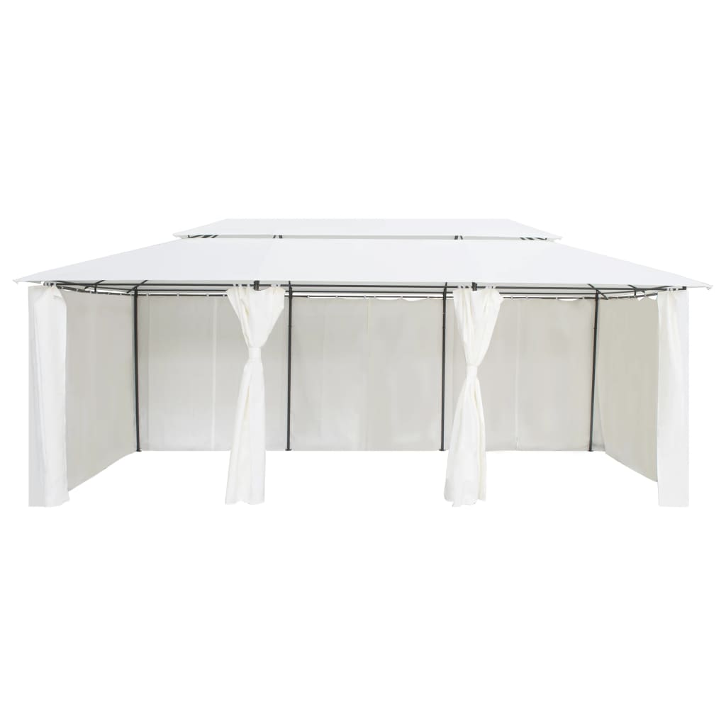 Belvédère avec rideaux 600x298x270 cm Blanc 180 g/m²