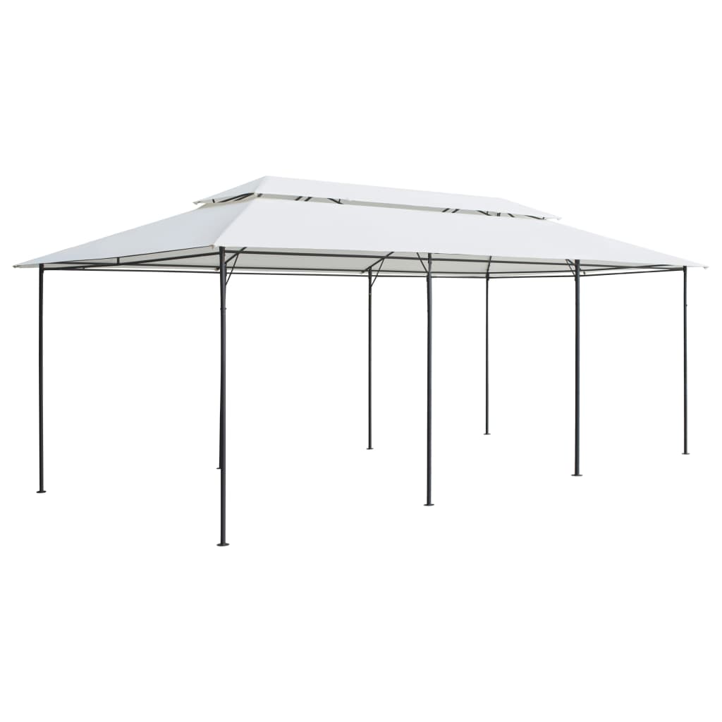 Belvédère avec rideaux 600x298x270 cm Blanc 180 g/m²