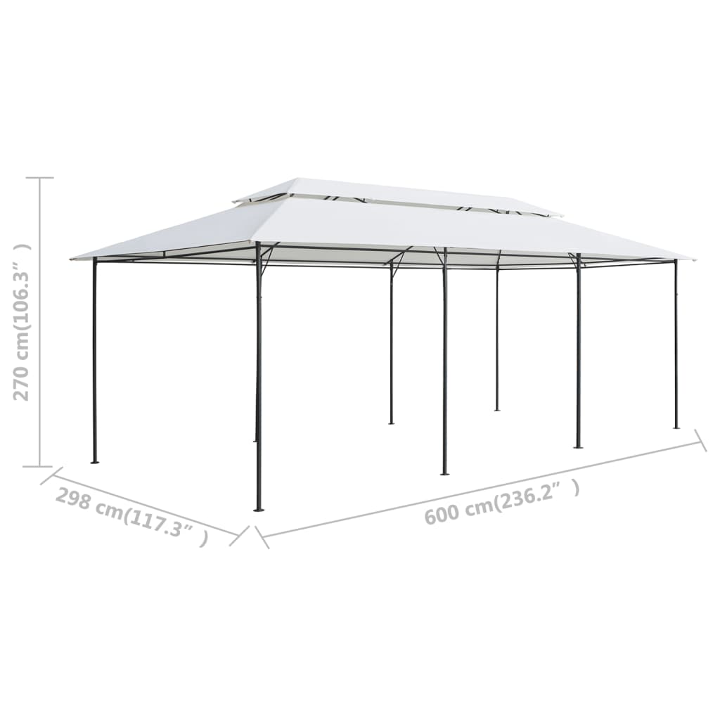 Belvédère avec rideaux 600x298x270 cm Blanc 180 g/m²