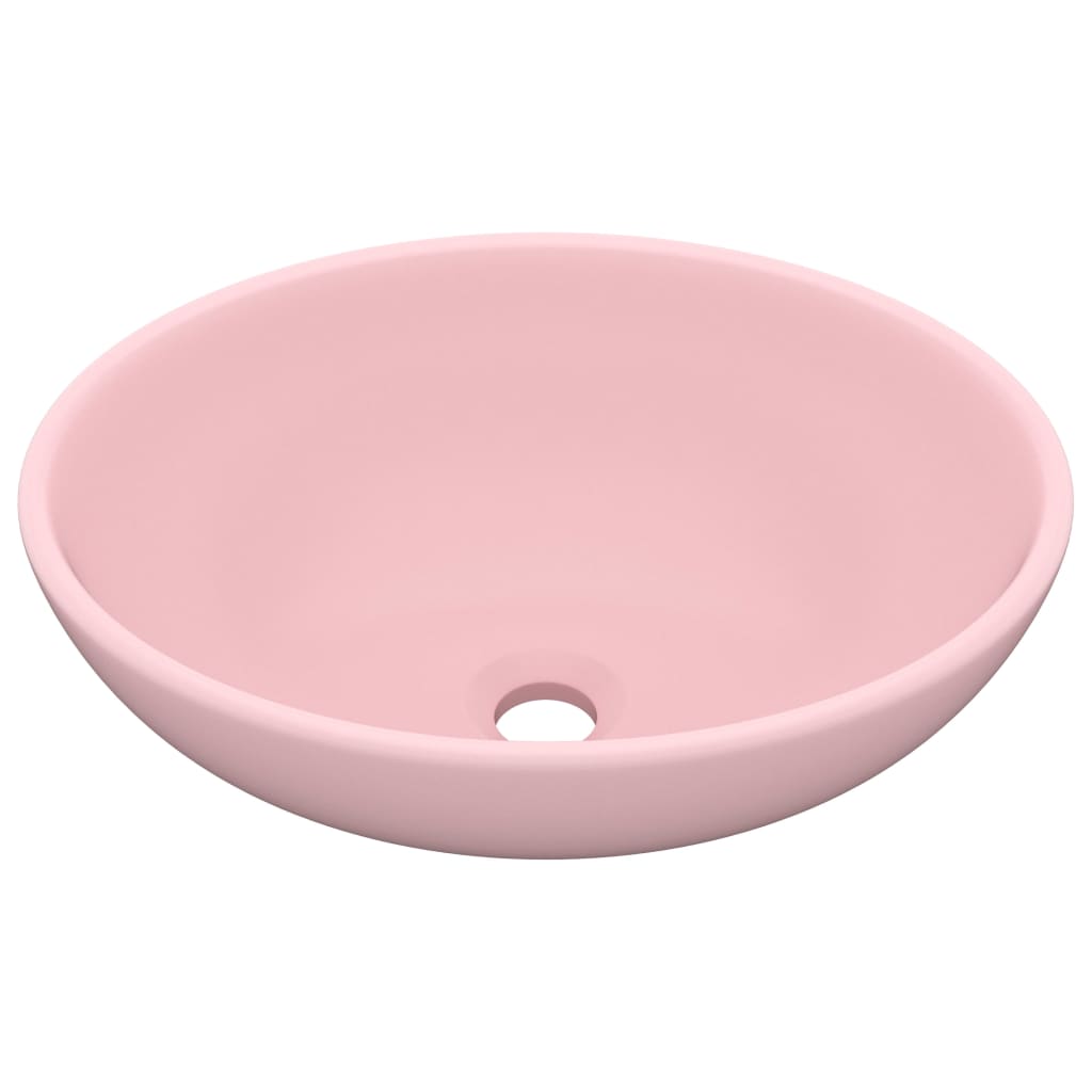 Luxury oval washbasin Matte pink 40x33 cm Ceramic