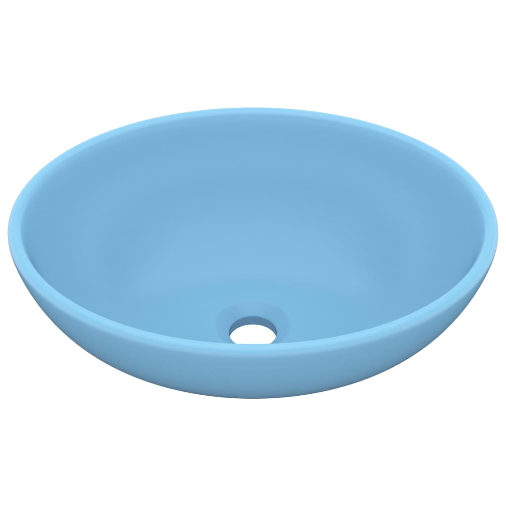 Lavabo ovale de luxe Bleu clair mat 40x33 cm Céramique