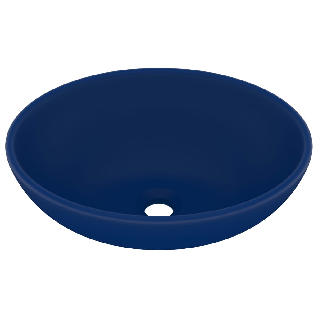 Lavabo ovale de luxe Bleu foncé mat 40x33 cm Céramique