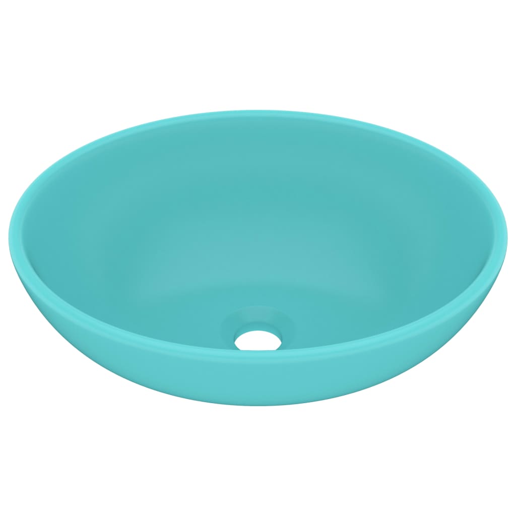 Lavabo ovale de luxe Vert clair mat 40x33 cm Céramique