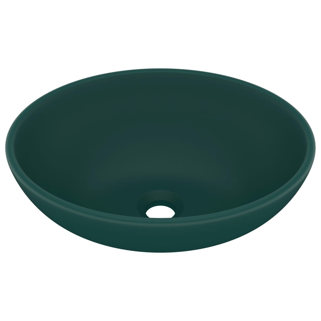 Lavabo ovale de luxe Vert foncé mat 40x33 cm Céramique