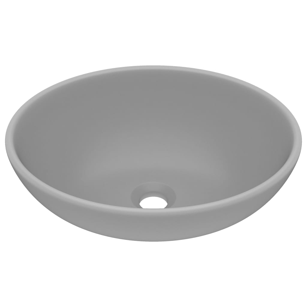 Lavabo ovale de luxe Gris clair mat 40x33 cm Céramique