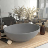 Lavabo ovale de luxe Gris clair mat 40x33 cm Céramique