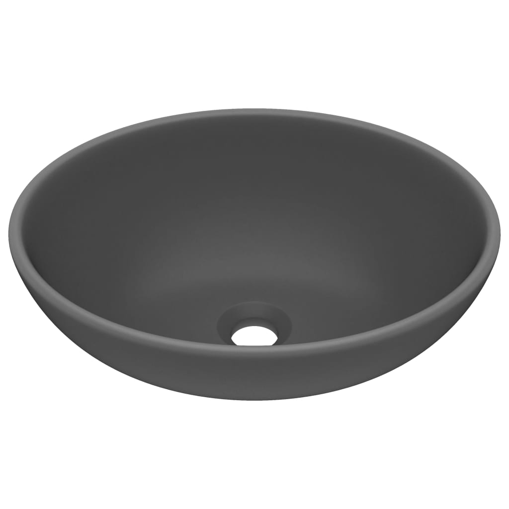 Lavabo ovale de luxe Gris foncé mat 40x33 cm Céramique