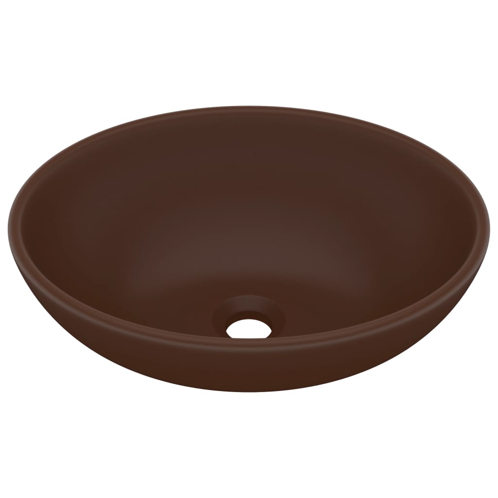 Lavabo ovale de luxe Marron foncé mat 40x33 cm Céramique