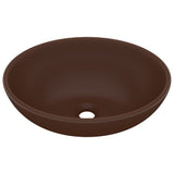 Lavabo ovale de luxe Marron foncé mat 40x33 cm Céramique