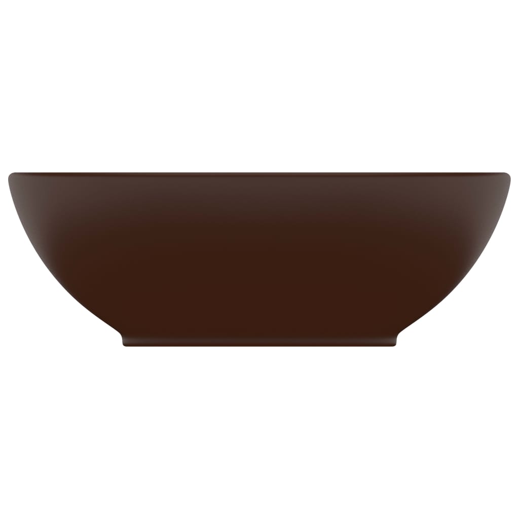 Lavabo ovale de luxe Marron foncé mat 40x33 cm Céramique