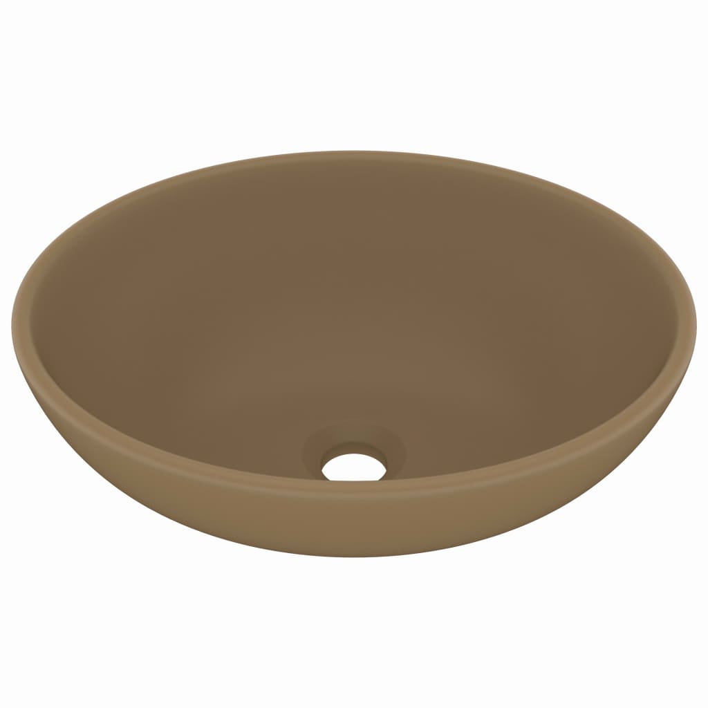 Lavabo ovale de luxe Crème mat 40x33 cm Céramique