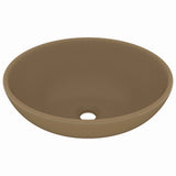 Lavabo ovale de luxe Crème mat 40x33 cm Céramique