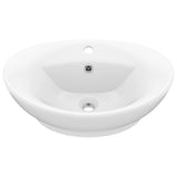 Lavabo ovale de luxe à trop-plein Blanc mat 58,5x39cm Céramique