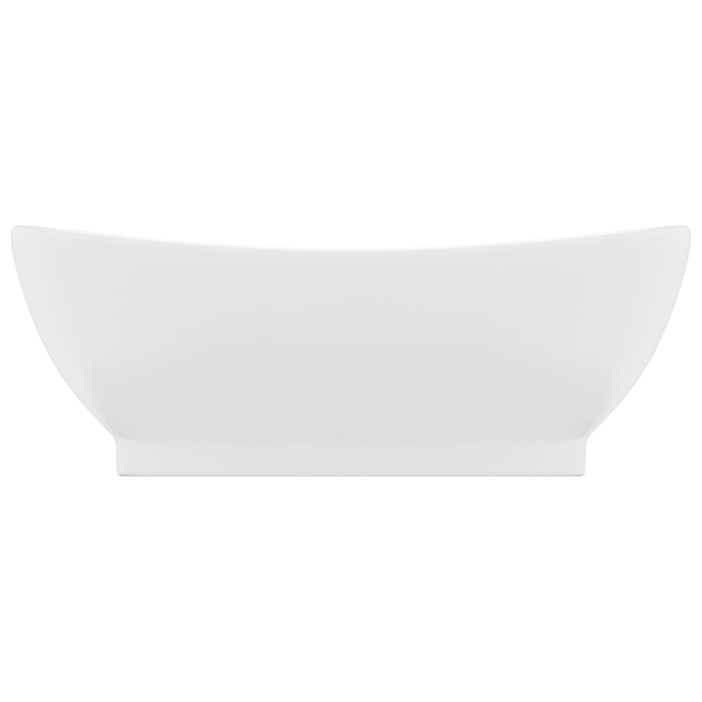 Lavabo ovale de luxe à trop-plein Blanc mat 58,5x39cm Céramique