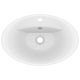 Lavabo ovale de luxe à trop-plein Blanc mat 58,5x39cm Céramique