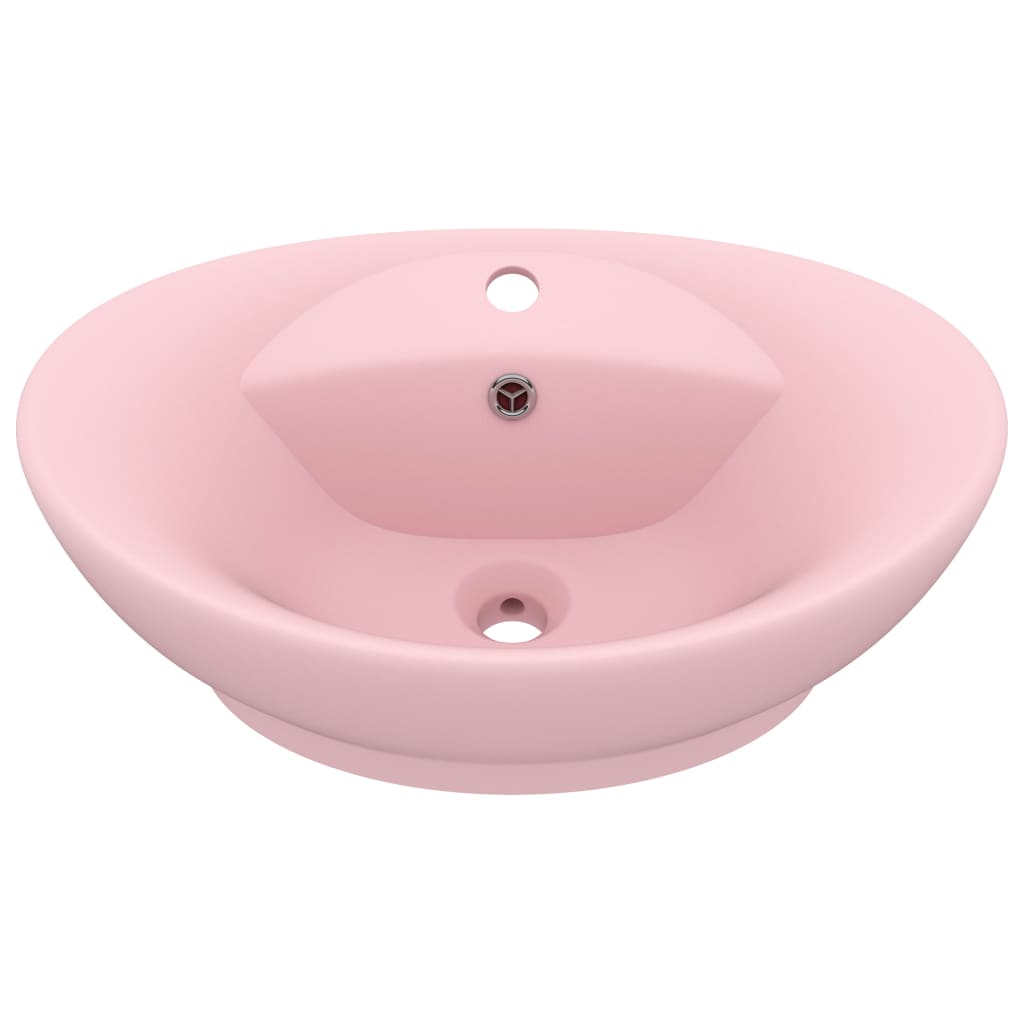 Lavabo ovale de luxe à trop-plein Rose mat 58,5x39 cm Céramique