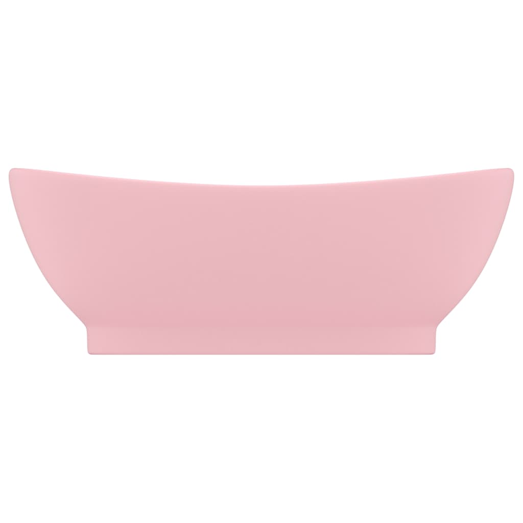 Lavabo ovale de luxe à trop-plein Rose mat 58,5x39 cm Céramique