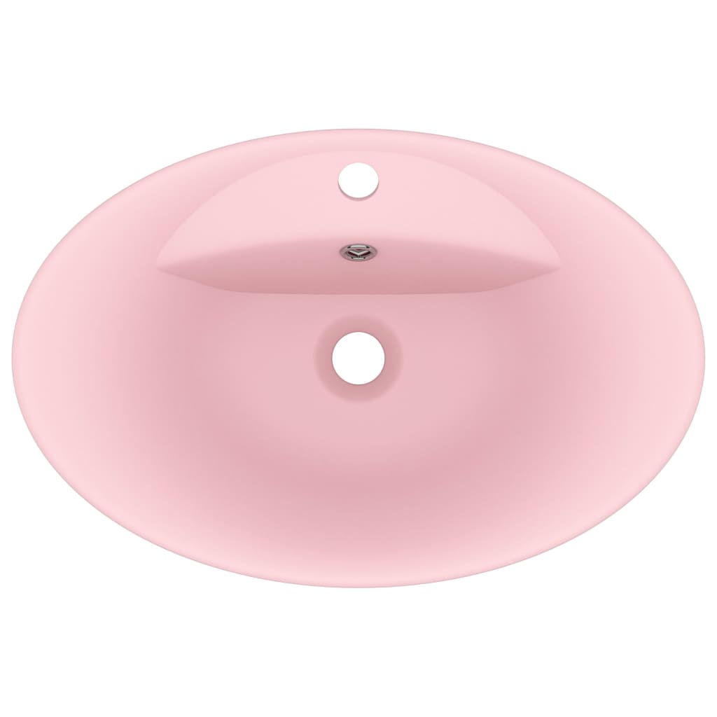 Lavabo ovale de luxe à trop-plein Rose mat 58,5x39 cm Céramique