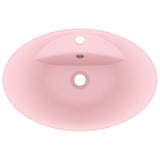 Lavabo ovale de luxe à trop-plein Rose mat 58,5x39 cm Céramique