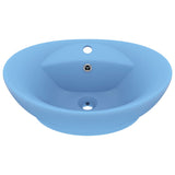 Lavabo ovale à trop-plein Bleu clair mat 58,5x39 cm Céramique