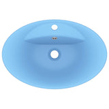 Lavabo ovale à trop-plein Bleu clair mat 58,5x39 cm Céramique