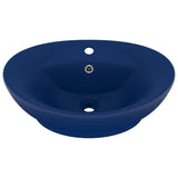 Lavabo ovale à trop-plein Bleu foncé mat 58,5x39 cm Céramique