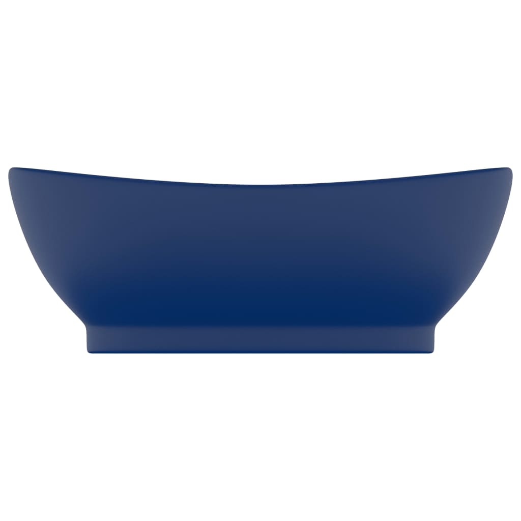 Lavabo ovale à trop-plein Bleu foncé mat 58,5x39 cm Céramique