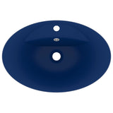 Lavabo ovale à trop-plein Bleu foncé mat 58,5x39 cm Céramique