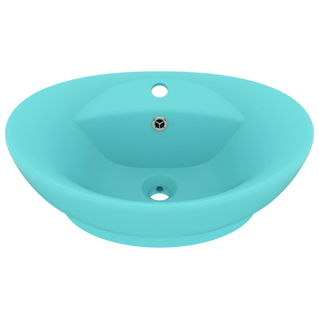 Lavabo ovale à trop-plein Vert clair mat 58,5x39 cm Céramique