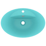 Lavabo ovale à trop-plein Vert clair mat 58,5x39 cm Céramique