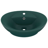 Lavabo ovale à trop-plein Vert foncé mat 58,5x39 cm Céramique