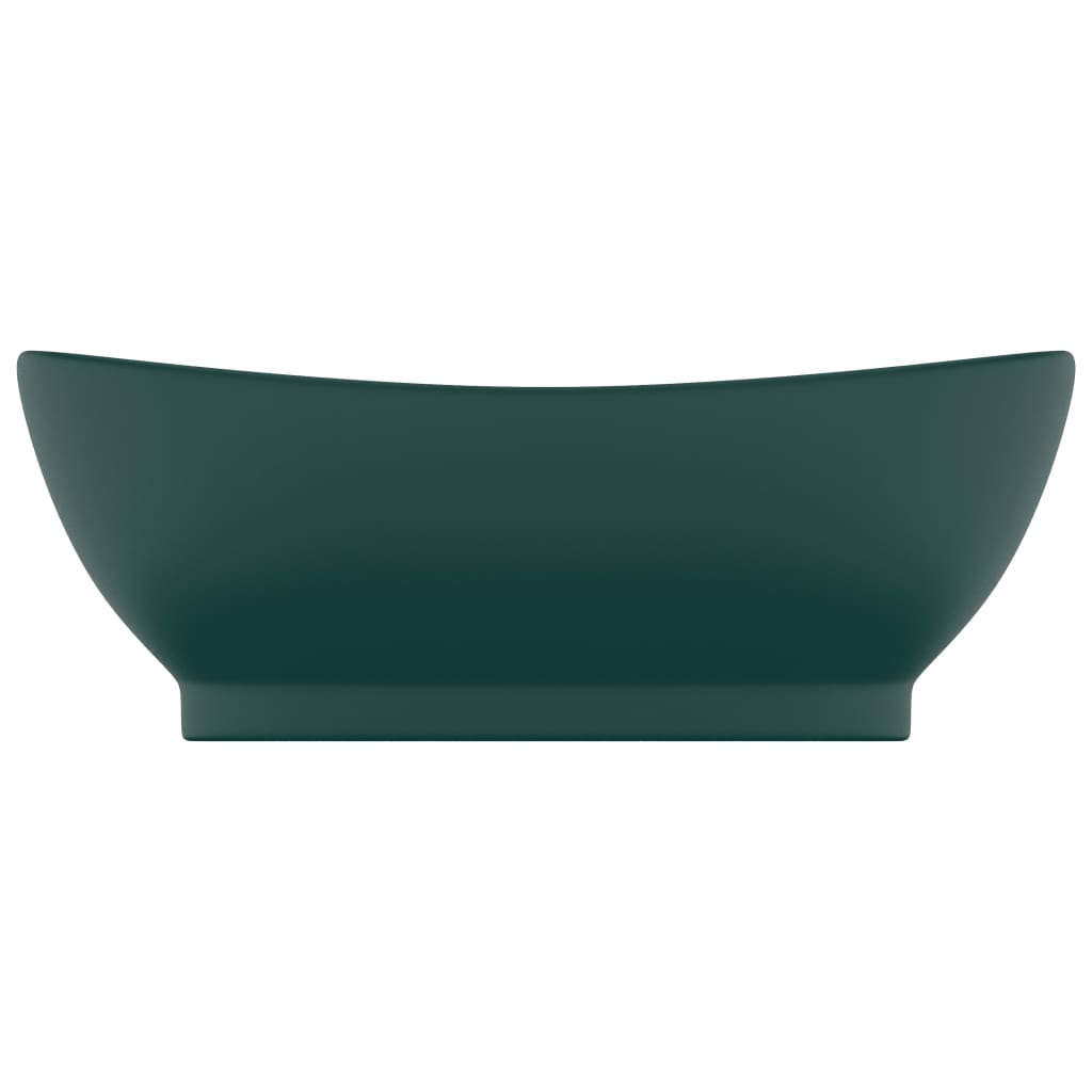 Lavabo ovale à trop-plein Vert foncé mat 58,5x39 cm Céramique