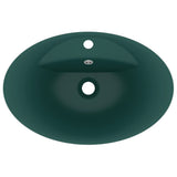 Lavabo ovale à trop-plein Vert foncé mat 58,5x39 cm Céramique