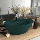 Lavabo ovale à trop-plein Vert foncé mat 58,5x39 cm Céramique