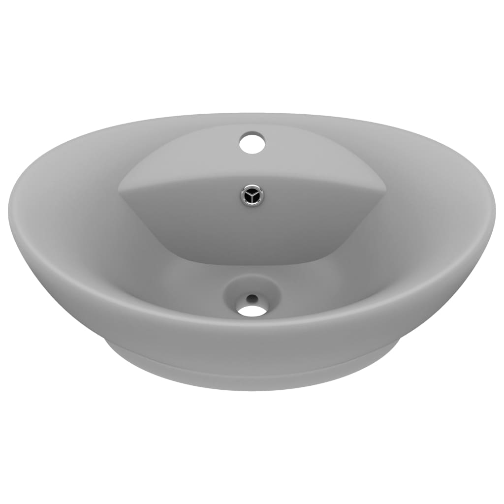 Lavabo ovale à trop-plein Gris clair mat 58,5x39 cm Céramique